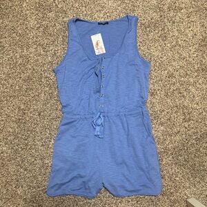 Pretty Garden Blue Sleeveless Romper NWT